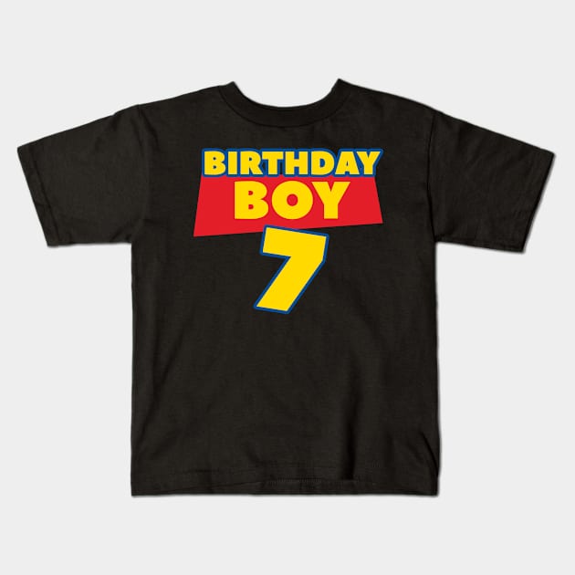 7th Birthday Boy B-day Gift For Boys Kids Kids T-Shirt by truong-artist-C